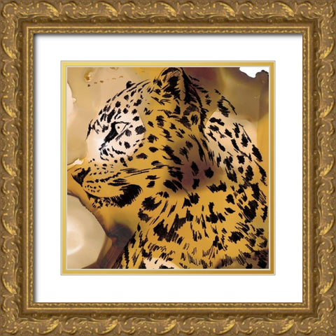 Leopard Portrait I Gold Ornate Wood Framed Art Print with Double Matting by Parker, Jennifer Paxton