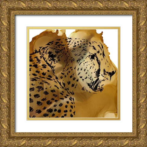 Leopard Portrait II Gold Ornate Wood Framed Art Print with Double Matting by Parker, Jennifer Paxton