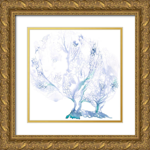 Navy Sea Fan I Gold Ornate Wood Framed Art Print with Double Matting by Parker, Jennifer Paxton