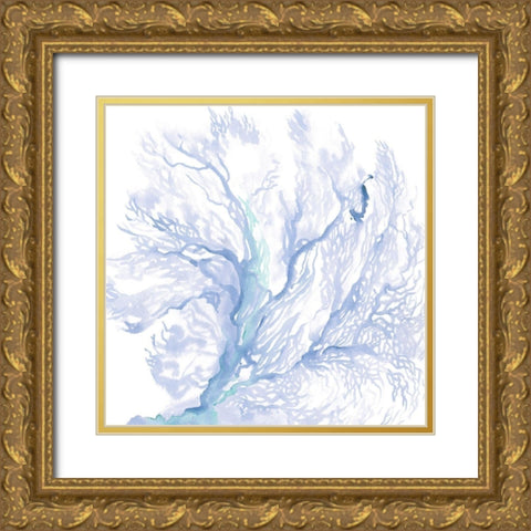 Navy Sea Fan II Gold Ornate Wood Framed Art Print with Double Matting by Parker, Jennifer Paxton