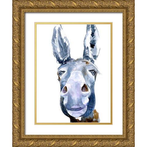 Sweet Donkey I Gold Ornate Wood Framed Art Print with Double Matting by Parker, Jennifer Paxton