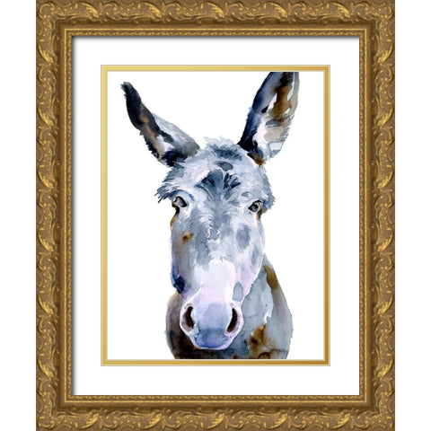 Sweet Donkey II Gold Ornate Wood Framed Art Print with Double Matting by Parker, Jennifer Paxton