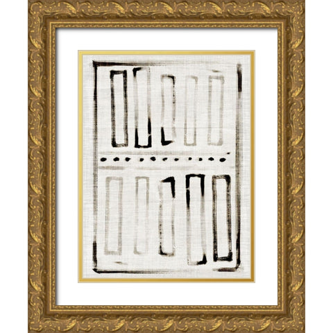 Batik Block Flag I Gold Ornate Wood Framed Art Print with Double Matting by Parker, Jennifer Paxton