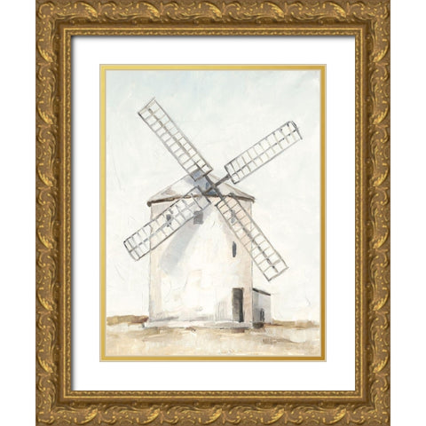 European Windmill I Gold Ornate Wood Framed Art Print with Double Matting by Harper, Ethan