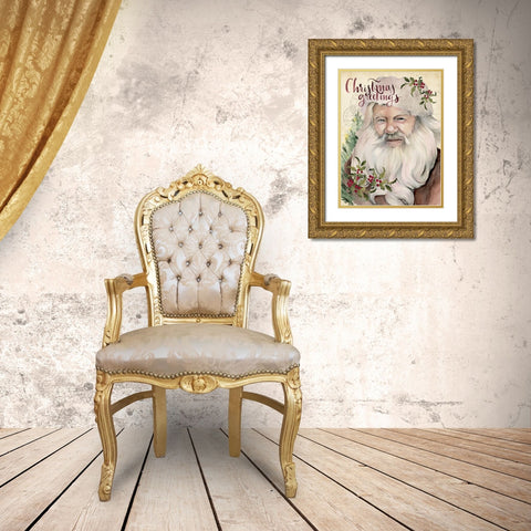 Christmas Greetings I Gold Ornate Wood Framed Art Print with Double Matting by Parker, Jennifer Paxton