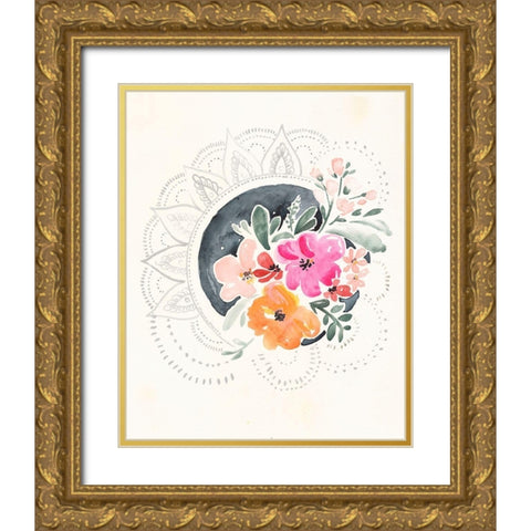Mandala Bouquet II Gold Ornate Wood Framed Art Print with Double Matting by Parker, Jennifer Paxton
