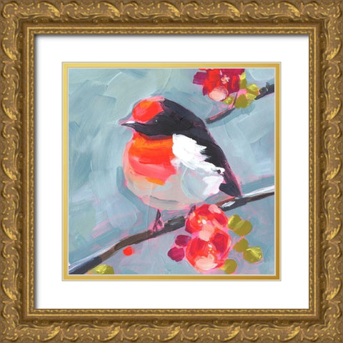 Brushstroke Bird I Gold Ornate Wood Framed Art Print with Double Matting by Parker, Jennifer Paxton