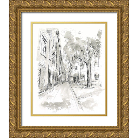 European City Sketch II Gold Ornate Wood Framed Art Print with Double Matting by Vess, June Erica
