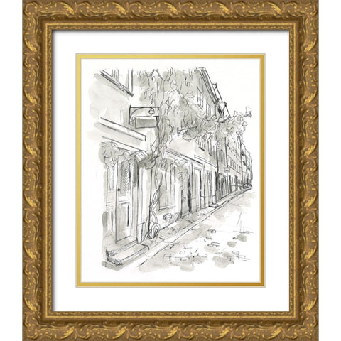 European City Sketch V Gold Ornate Wood Framed Art Print with Double Matting by Vess, June Erica