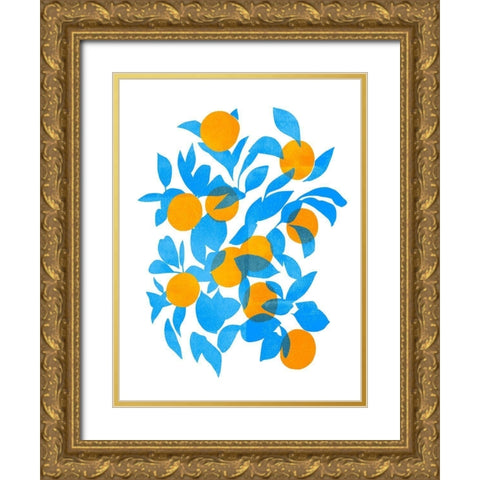 Bright Tangerines II Gold Ornate Wood Framed Art Print with Double Matting by Scarvey, Emma