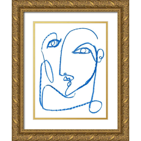 Blue Self I Gold Ornate Wood Framed Art Print with Double Matting by Parker, Jennifer Paxton