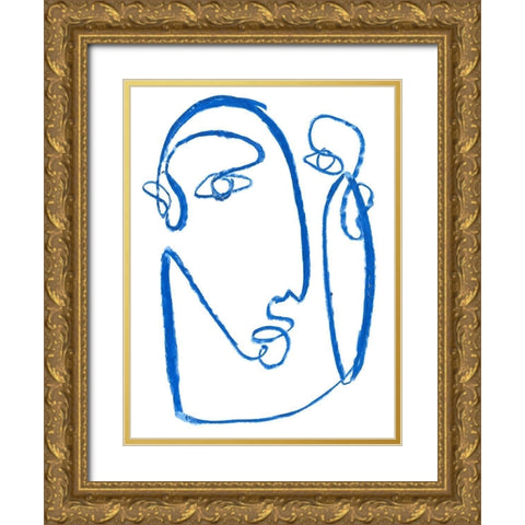 Blue Self II Gold Ornate Wood Framed Art Print with Double Matting by Parker, Jennifer Paxton