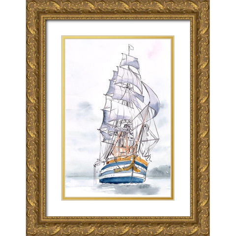 Tall Ship I Gold Ornate Wood Framed Art Print with Double Matting by Parker, Jennifer Paxton