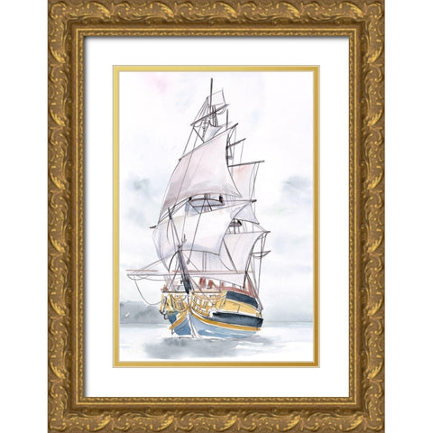 Tall Ship II Gold Ornate Wood Framed Art Print with Double Matting by Parker, Jennifer Paxton