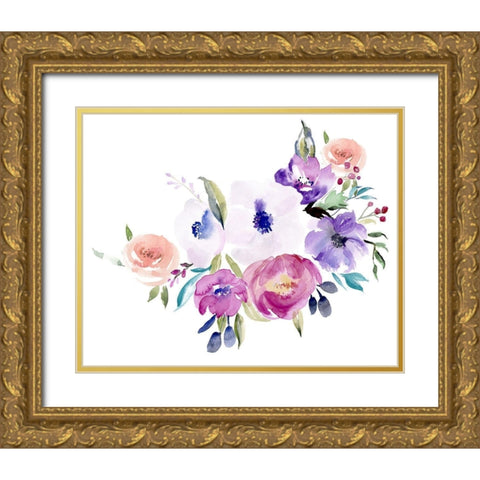 Watercolor Anemone I Gold Ornate Wood Framed Art Print with Double Matting by Parker, Jennifer Paxton