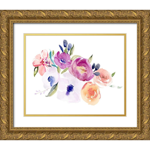 Watercolor Anemone II Gold Ornate Wood Framed Art Print with Double Matting by Parker, Jennifer Paxton
