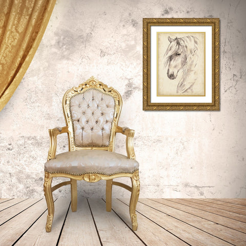 Horse Portrait Sketch II Gold Ornate Wood Framed Art Print with Double Matting by Parker, Jennifer Paxton