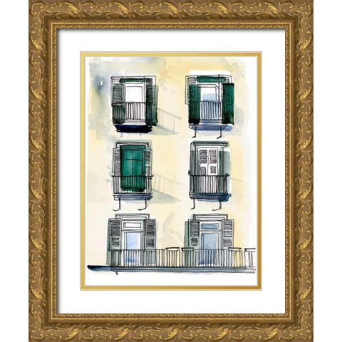 On the Sunny Side of the Street II Gold Ornate Wood Framed Art Print with Double Matting by Parker, Jennifer Paxton