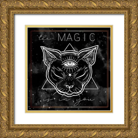 Mystical Cat I Gold Ornate Wood Framed Art Print with Double Matting by Parker, Jennifer Paxton