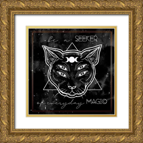 Mystical Cat II Gold Ornate Wood Framed Art Print with Double Matting by Parker, Jennifer Paxton