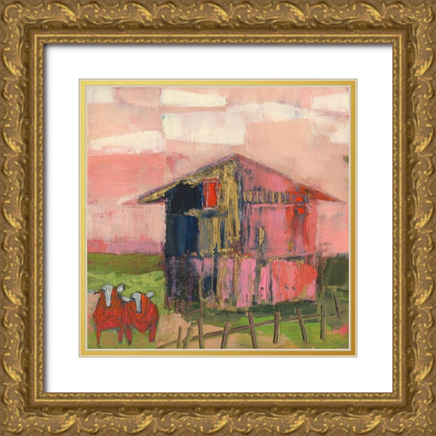 Buckingham Barn Gold Ornate Wood Framed Art Print with Double Matting by Jachimiec, Sue