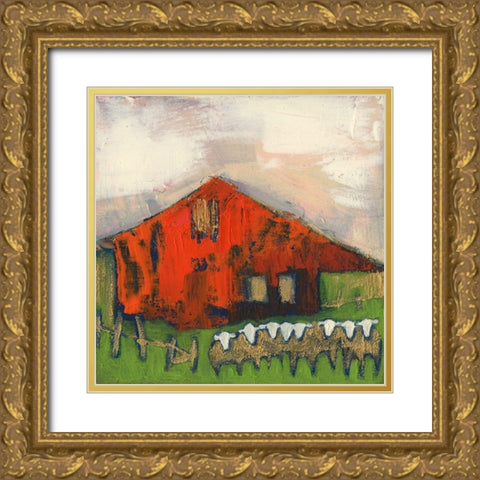 Rice Barn Gold Ornate Wood Framed Art Print with Double Matting by Jachimiec, Sue