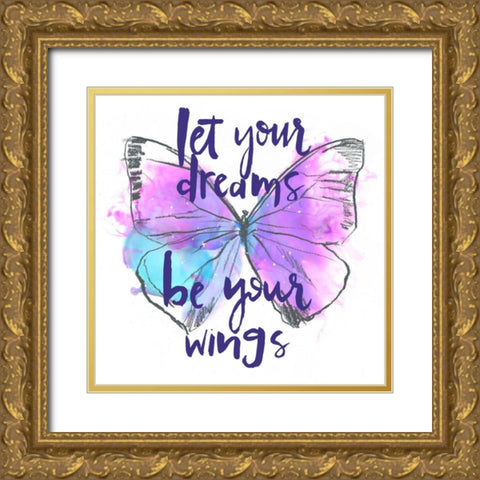 Butterfly Dreams I Gold Ornate Wood Framed Art Print with Double Matting by Parker, Jennifer Paxton