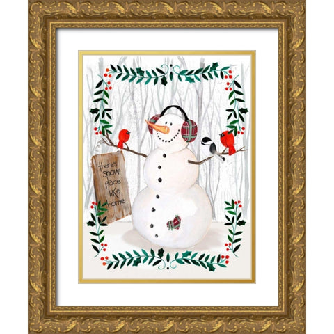Folk Snowman Forest II Gold Ornate Wood Framed Art Print with Double Matting by Parker, Jennifer Paxton