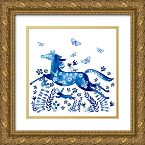 Run Wild and Free II Gold Ornate Wood Framed Art Print with Double Matting by Parker, Jennifer Paxton