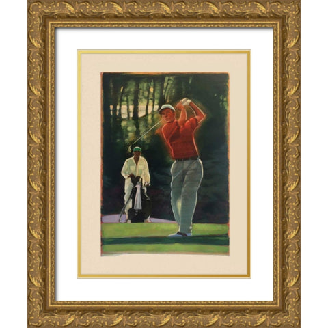The Golfer Gold Ornate Wood Framed Art Print with Double Matting by Dean, Bruce