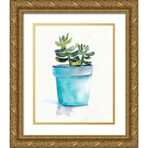 Potted Succulent II Gold Ornate Wood Framed Art Print with Double Matting by Parker, Jennifer Paxton