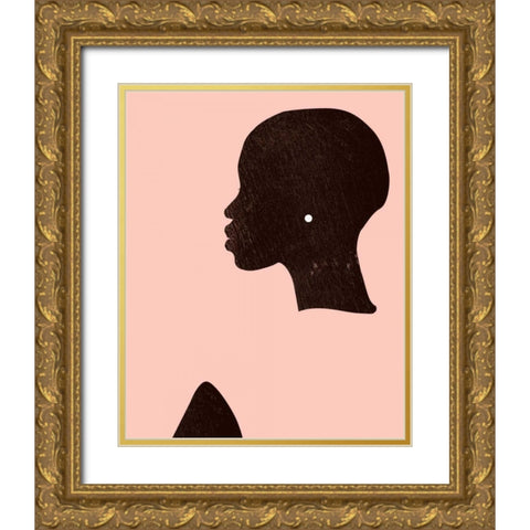 Pink Silhouette I Gold Ornate Wood Framed Art Print with Double Matting by Parker, Jennifer Paxton