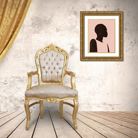 Pink Silhouette II Gold Ornate Wood Framed Art Print with Double Matting by Parker, Jennifer Paxton