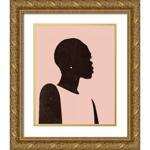 Pink Silhouette II Gold Ornate Wood Framed Art Print with Double Matting by Parker, Jennifer Paxton