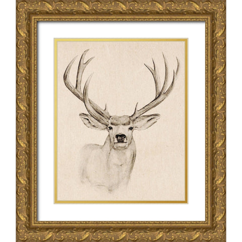Natural Buck I Gold Ornate Wood Framed Art Print with Double Matting by Warren, Annie