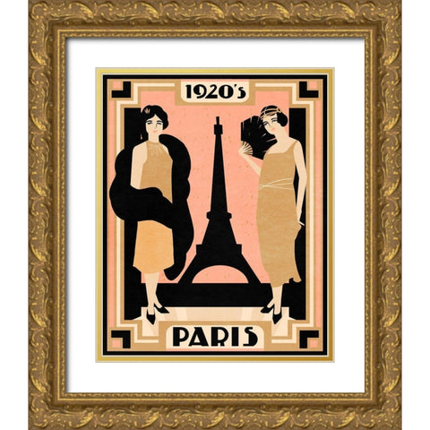 1920s Paris I Gold Ornate Wood Framed Art Print with Double Matting by Warren, Annie