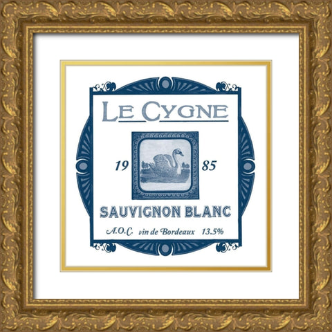 Indigo Wine Labels VIII Gold Ornate Wood Framed Art Print with Double Matting by Vess, June Erica
