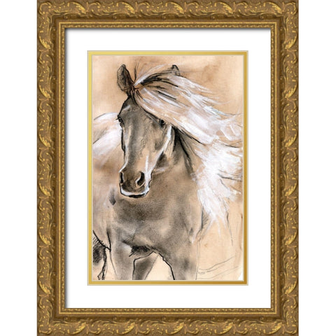 Sketched Horse I Gold Ornate Wood Framed Art Print with Double Matting by Parker, Jennifer Paxton