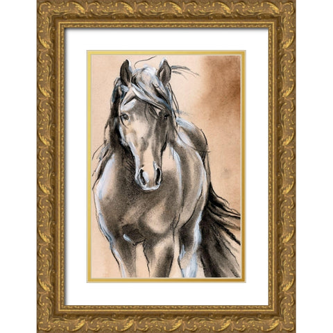 Sketched Horse II Gold Ornate Wood Framed Art Print with Double Matting by Parker, Jennifer Paxton