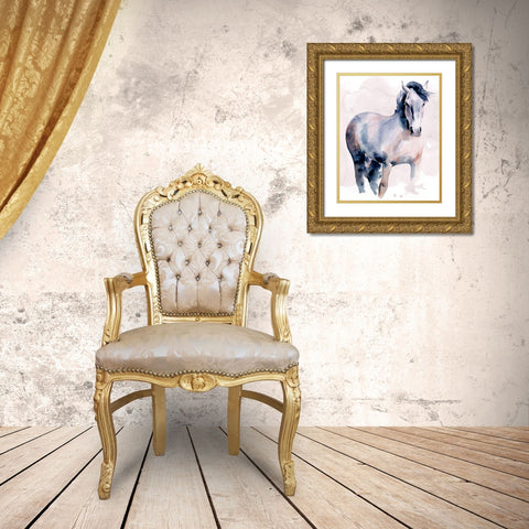 Horse in Watercolor I Gold Ornate Wood Framed Art Print with Double Matting by Parker, Jennifer Paxton