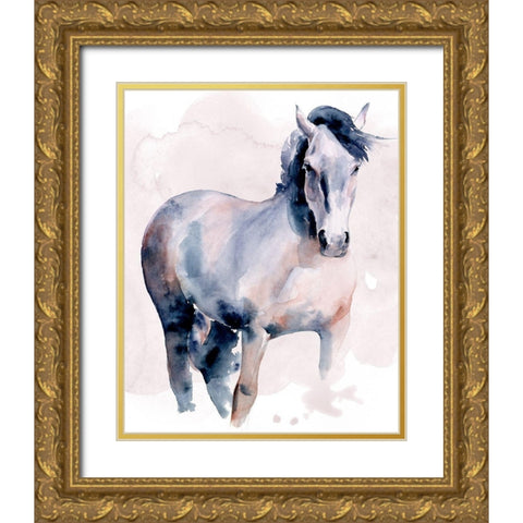 Horse in Watercolor I Gold Ornate Wood Framed Art Print with Double Matting by Parker, Jennifer Paxton