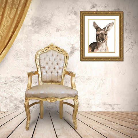 Kangaroo Portrait I Gold Ornate Wood Framed Art Print with Double Matting by Parker, Jennifer Paxton