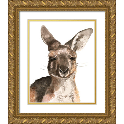 Kangaroo Portrait I Gold Ornate Wood Framed Art Print with Double Matting by Parker, Jennifer Paxton