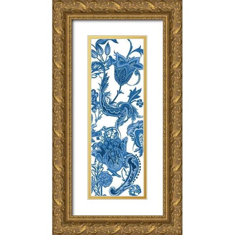 Indigo Chintz VI Gold Ornate Wood Framed Art Print with Double Matting by Wang, Melissa