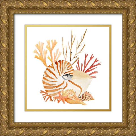 Nautilus Grouping II Gold Ornate Wood Framed Art Print with Double Matting by Warren, Annie