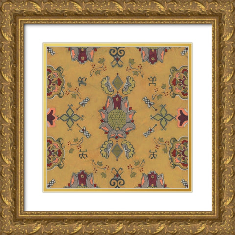 Ochre Tapestry II Gold Ornate Wood Framed Art Print with Double Matting by Vess, June Erica