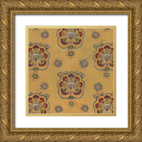 Ochre Tapestry IV Gold Ornate Wood Framed Art Print with Double Matting by Vess, June Erica