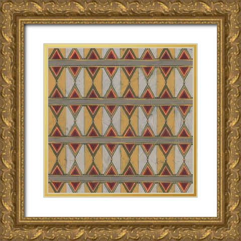 Ochre Tapestry V Gold Ornate Wood Framed Art Print with Double Matting by Vess, June Erica