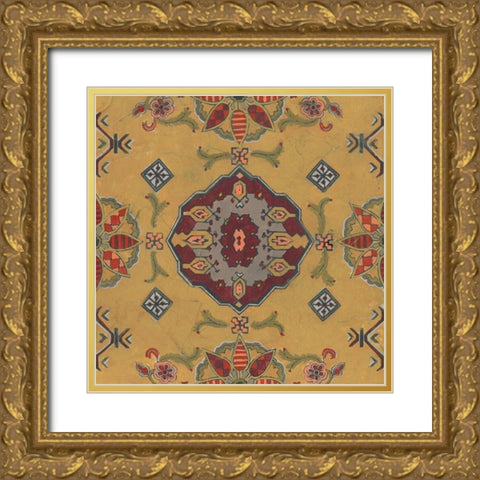 Ochre Tapestry VIII Gold Ornate Wood Framed Art Print with Double Matting by Vess, June Erica