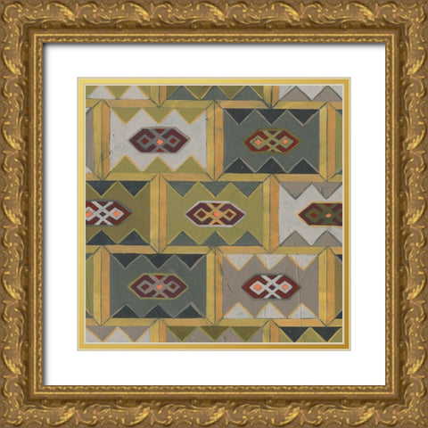 Ochre Tapestry IX Gold Ornate Wood Framed Art Print with Double Matting by Vess, June Erica
